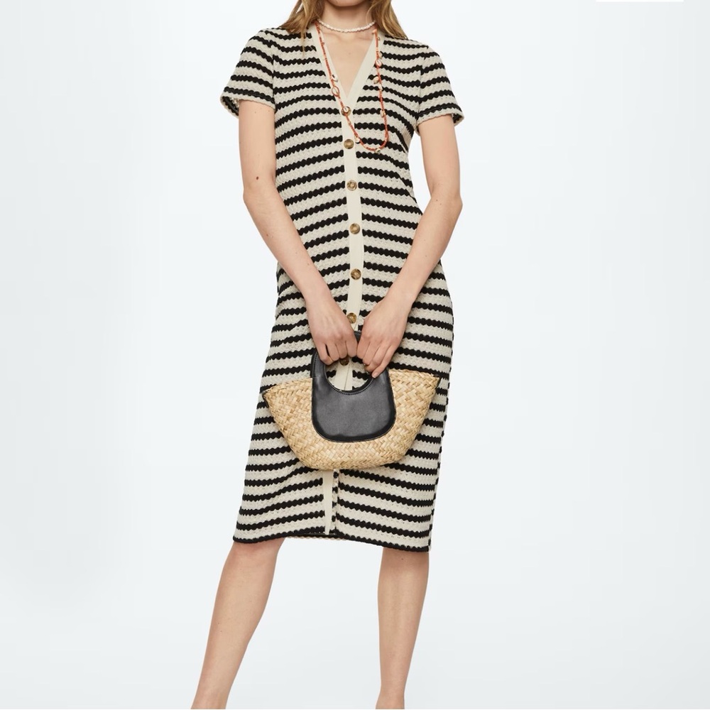 MANGO Striped Jersey Knitted Fabric Dress Size Medium